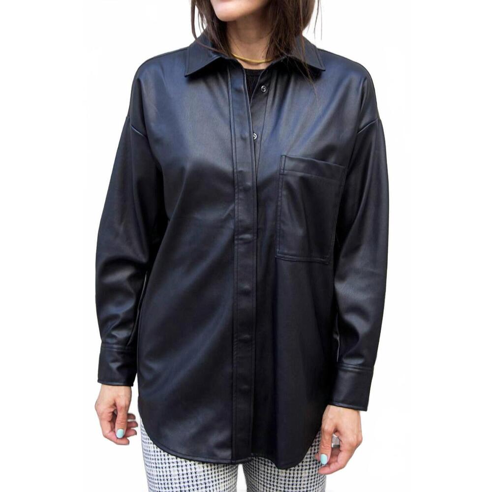 NEW RD STYLE vegan leather shacket in black